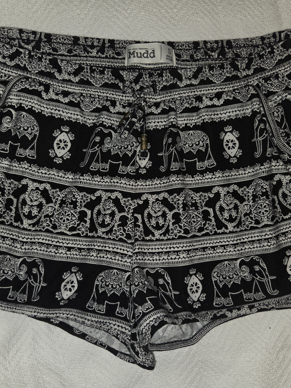 Mudd Black and White Elephant Print Athletic Shorts